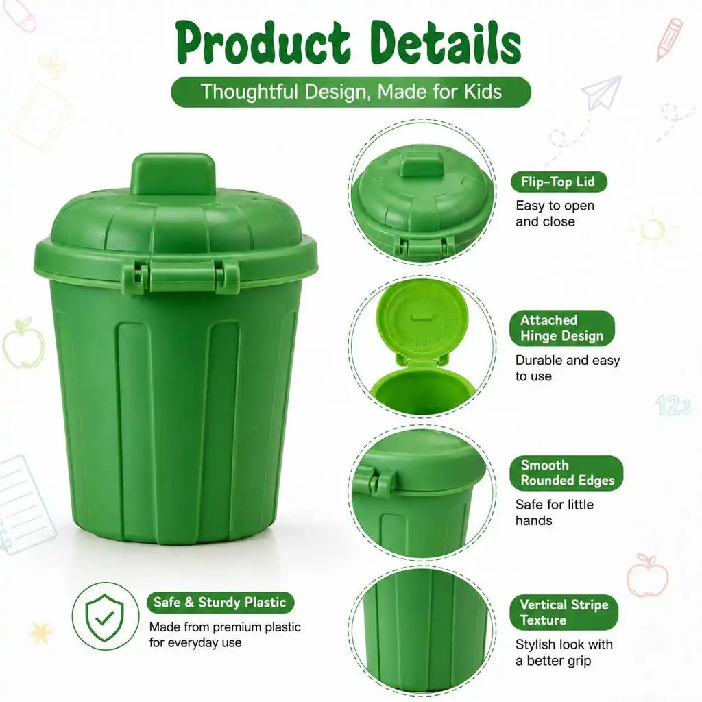 Colorful Mini Trash Can, Toy Garbage Can, Small Desktop Storage Bin with Lids, for Party Supplies, School Classroom Home