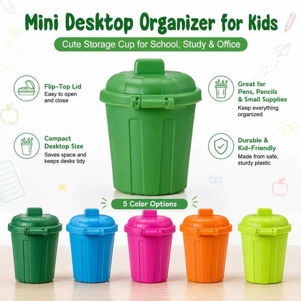 Colorful Mini Trash Can, Toy Garbage Can, Small Desktop Storage Bin with Lids, for Party Supplies, School Classroom Home
