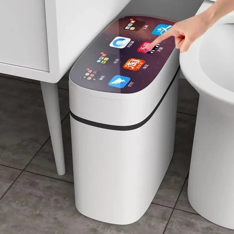 Intelligent sensor trash can with automatic lid opening, large capacity, suitable for home bathrooms, kitchens and bedrooms.