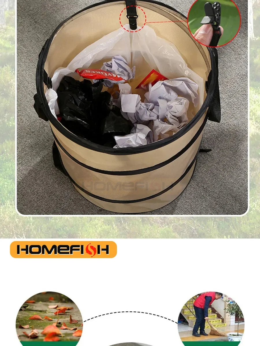 1pc Pop-up Trash Can Outdoor Portable Camping Folding Trash Can Camping Trash Can Gardening Garden Garbage Bag Garden Leaf Buck